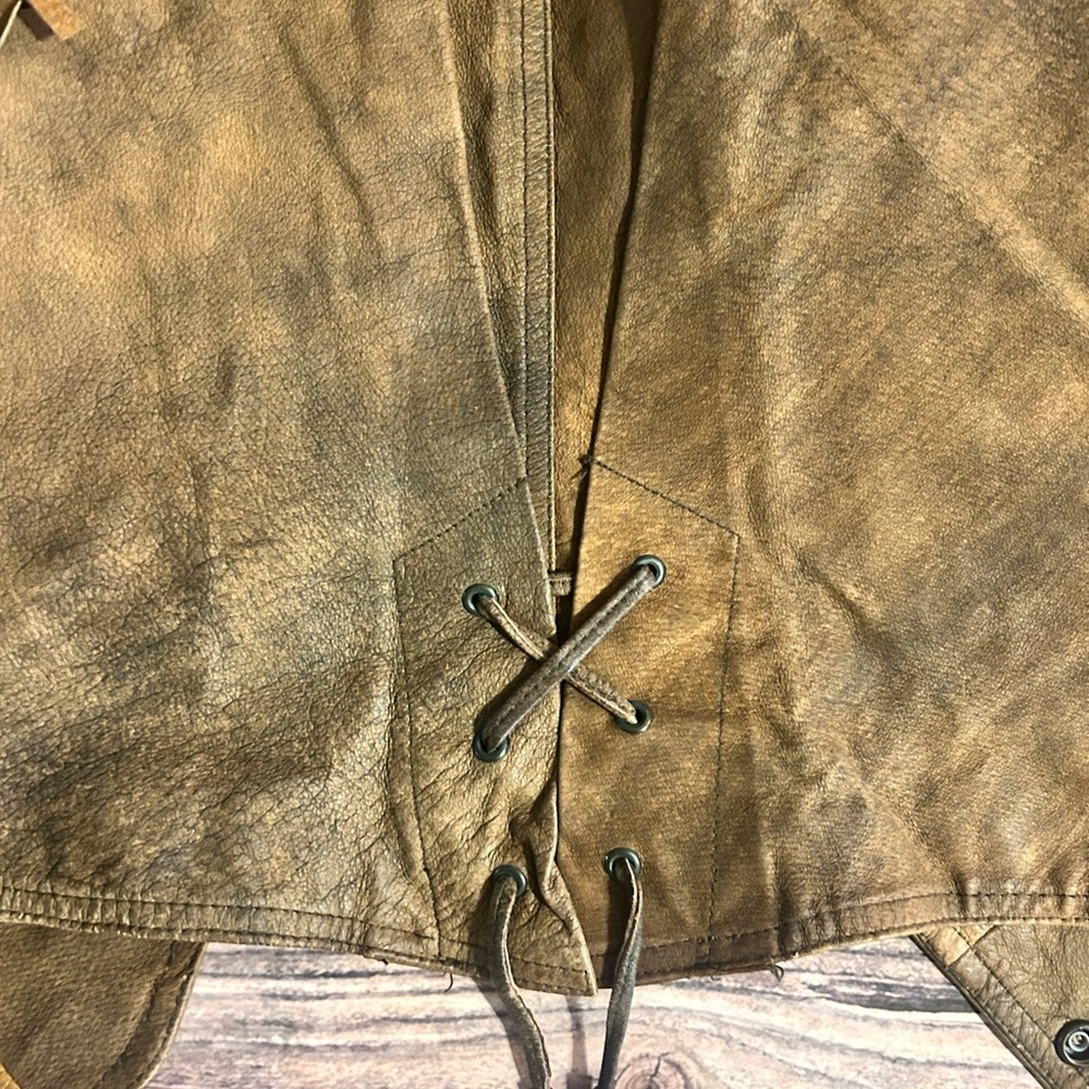 Brown Fringe Leather Jacket - Picture 6 of 10